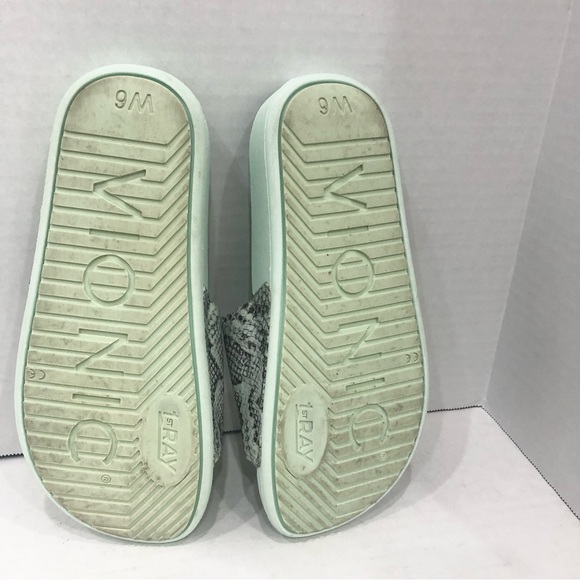 Vionic Kiera Snake Print Slide Sandals - Size Women 6W, Mint Green - Picture 9 of 12